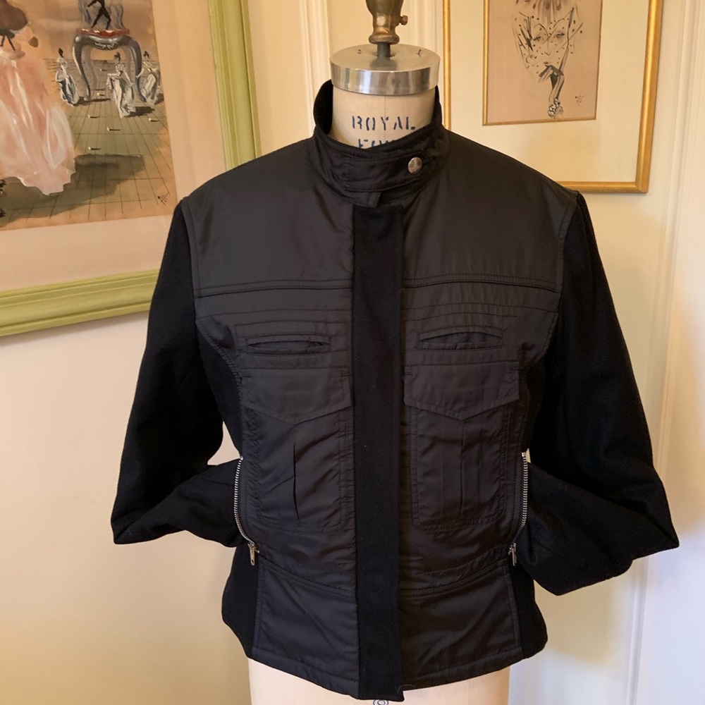 Black wool and nylon Sportmax zip front jacket.